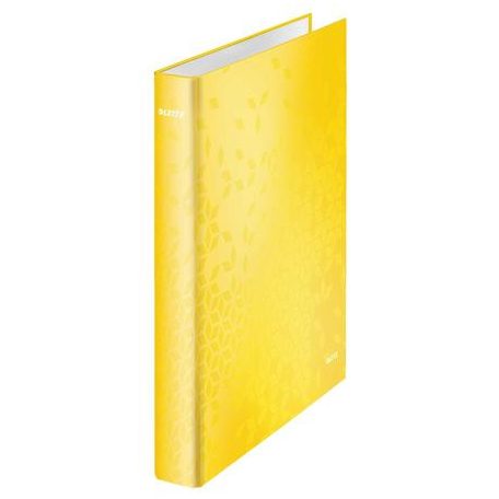 LEITZ Gyűrűs könyv, 2 gyűrű, D alakú, 40 mm, A4 Maxi, karton, LEITZ "Wow", sárga