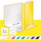 LEITZ Gyűrűs könyv, 2 gyűrű, D alakú, 40 mm, A4 Maxi, karton, LEITZ "Wow", sárga