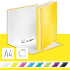   LEITZ Gyűrűs könyv, 2 gyűrű, D alakú, 40 mm, A4 Maxi, karton, LEITZ "Wow", sárga