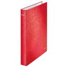 LEITZ Gyűrűs könyv, 2 gyűrű, D alakú, 40 mm, A4 Maxi, karton, LEITZ "Wow", piros