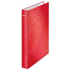   LEITZ Gyűrűs könyv, 2 gyűrű, D alakú, 40 mm, A4 Maxi, karton, LEITZ "Wow", piros