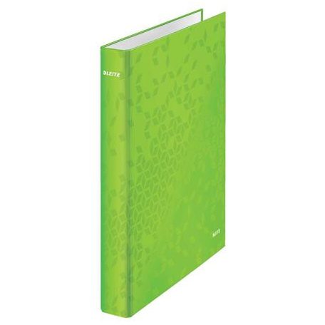 LEITZ Gyűrűs könyv, 2 gyűrű, D alakú, 40 mm, A4 Maxi, karton, LEITZ "Wow", zöld