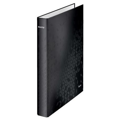LEITZ Gyűrűs könyv, 2 gyűrű, D alakú, 40 mm, A4 Maxi, karton, LEITZ "Wow", fekete