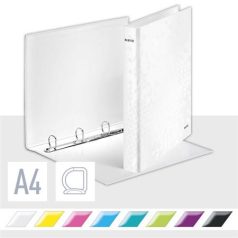   LEITZ Gyűrűs könyv, 4 gyűrű, D alakú, 40 mm, A4 Maxi, karton, LEITZ "Wow", fehér