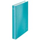 LEITZ Gyűrűs könyv, 4 gyűrű, D alakú, 40 mm, A4 Maxi, karton, LEITZ "Wow", jégkék