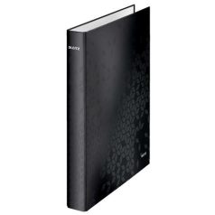   LEITZ Gyűrűs könyv, 4 gyűrű, D alakú, 40 mm, A4 Maxi, karton, LEITZ "Wow", fekete