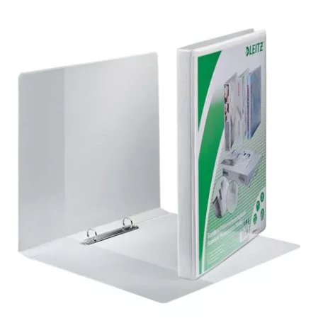 LEITZ Gyűrűs könyv, panorámás, 2 gyűrű, O alakú, 30 mm, A4 Maxi, PP, LEITZ, fehér