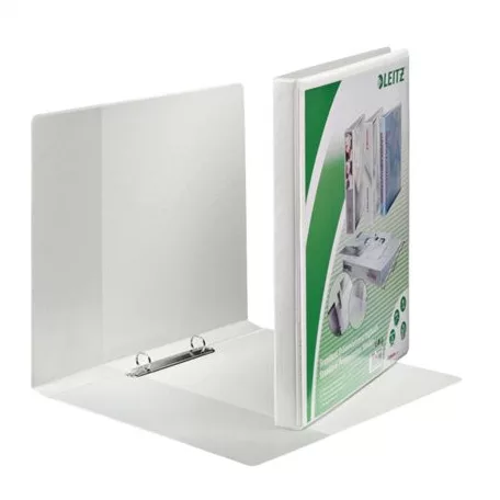 LEITZ Gyűrűs könyv, panorámás, 2 gyűrű, O alakú, 30 mm, A4 Maxi, PP, LEITZ, fehér