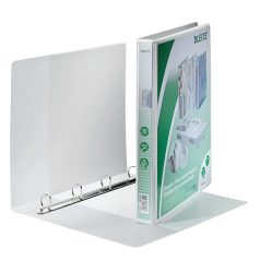   LEITZ Gyűrűs könyv, panorámás, 4 gyűrű, D alakú, 38 mm, A4 Maxi, PP, LEITZ, fehér