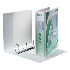   LEITZ Gyűrűs könyv, panorámás, 4 gyűrű, D alakú, 77 mm, A4 Maxi, PP, LEITZ, fehér