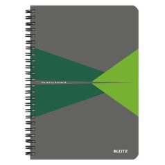   LEITZ Spirálfüzet, A5, kockás, 90 lap, laminált karton borító, LEITZ "Office", szürke-zöld
