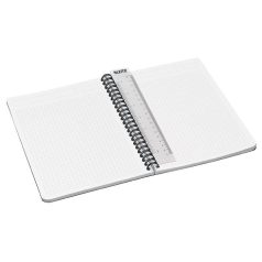   LEITZ Spirálfüzet, A5, kockás, 90 lap, laminált karton borító, LEITZ "Office", szürke-zöld
