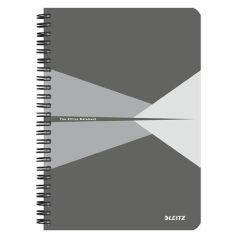   LEITZ Spirálfüzet, A5, kockás, 90 lap, laminált karton borító, LEITZ "Office", szürke