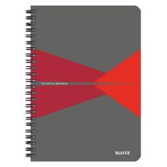   LEITZ Spirálfüzet, A5, vonalas, 90 lap, laminált karton borító, LEITZ "Office", szürke-piros
