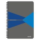 LEITZ Spirálfüzet, A5, vonalas, 90 lap, laminált karton borító, LEITZ "Office", szürke-kék