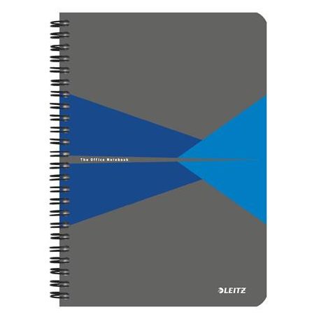 LEITZ Spirálfüzet, A5, vonalas, 90 lap, laminált karton borító, LEITZ "Office", szürke-kék