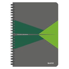   LEITZ Spirálfüzet, A5, vonalas, 90 lap, laminált karton borító, LEITZ "Office", szürke-zöld