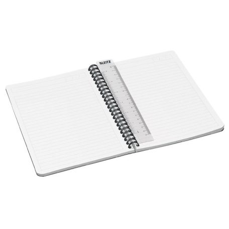 LEITZ Spirálfüzet, A5, vonalas, 90 lap, laminált karton borító, LEITZ "Office", szürke-zöld