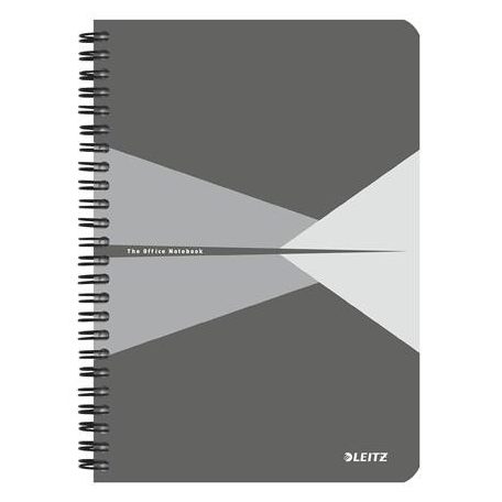 LEITZ Spirálfüzet, A5, vonalas, 90 lap, laminált karton borító, LEITZ "Office", szürke