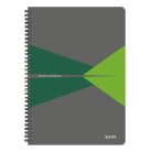 LEITZ Spirálfüzet, A4, kockás, 90 lap, PP borító, LEITZ "Office", szürke-zöld