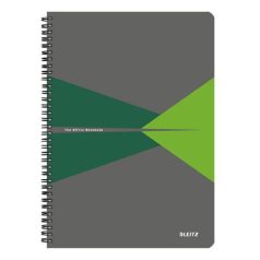   LEITZ Spirálfüzet, A4, kockás, 90 lap, PP borító, LEITZ "Office", szürke-zöld