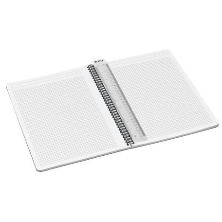 LEITZ Spirálfüzet, A4, kockás, 90 lap, PP borító, LEITZ "Office", szürke-zöld