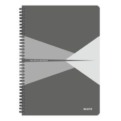   LEITZ Spirálfüzet, A4, kockás, 90 lap, PP borító, LEITZ "Office", szürke
