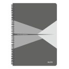 LEITZ Spirálfüzet, A4, vonalas, 90 lap, PP borító, LEITZ "Office", szürke