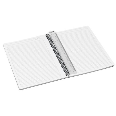 LEITZ Spirálfüzet, A4, vonalas, 90 lap, PP borító, LEITZ "Office", szürke