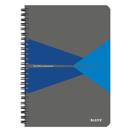 LEITZ Spirálfüzet, A5, kockás, 90 lap, PP borító, LEITZ "Office", szürke-kék