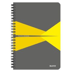   LEITZ Spirálfüzet, A5, vonalas, 90 lap, PP borító, LEITZ "Office", szürke-sárga
