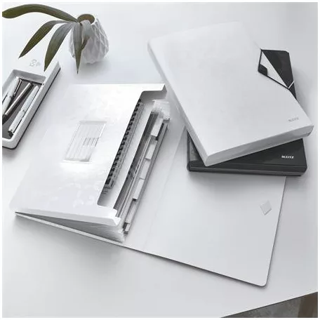 LEITZ Harmonikamappa, A4, PP, 6 rekeszes, LEITZ "Wow", fehér