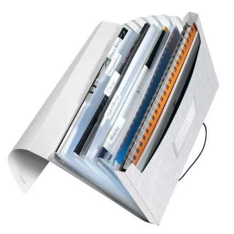 LEITZ Harmonikamappa, A4, PP, 6 rekeszes, LEITZ "Wow", fehér