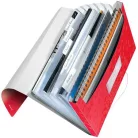 LEITZ Harmonikamappa, A4, PP, 6 rekeszes, LEITZ "Wow", piros