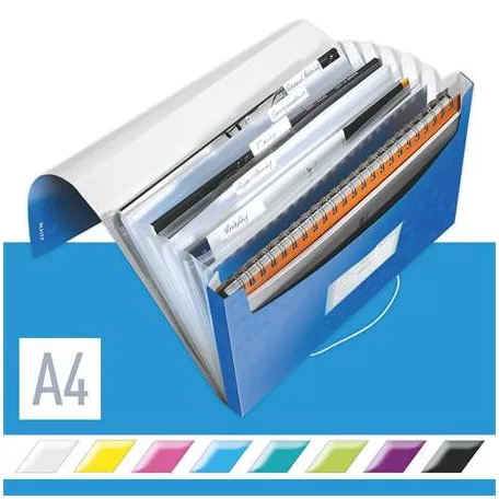 LEITZ Harmonikamappa, A4, PP, 6 rekeszes, LEITZ "Wow", kék