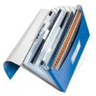LEITZ Harmonikamappa, A4, PP, 6 rekeszes, LEITZ "Wow", kék