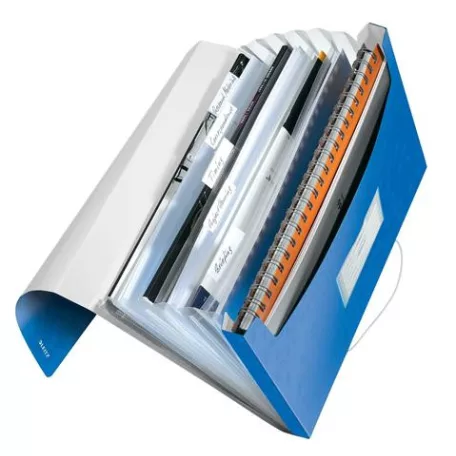 LEITZ Harmonikamappa, A4, PP, 6 rekeszes, LEITZ "Wow", kék