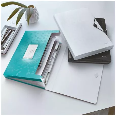 LEITZ Harmonikamappa, A4, PP, 6 rekeszes, LEITZ "Wow", jégkék