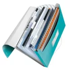 LEITZ Harmonikamappa, A4, PP, 6 rekeszes, LEITZ "Wow", jégkék