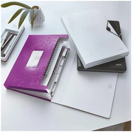 LEITZ Harmonikamappa, A4, PP, 6 rekeszes, LEITZ "Wow", lila