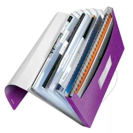 LEITZ Harmonikamappa, A4, PP, 6 rekeszes, LEITZ "Wow", lila