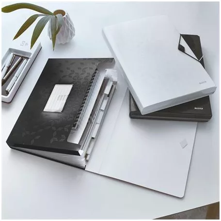 LEITZ Harmonikamappa, A4, PP, 6 rekeszes, LEITZ "Wow", fekete