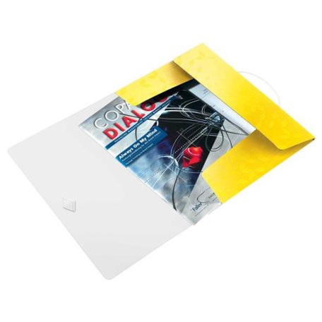 LEITZ Gumis mappa, PP, A4, LEITZ "Wow", sárga