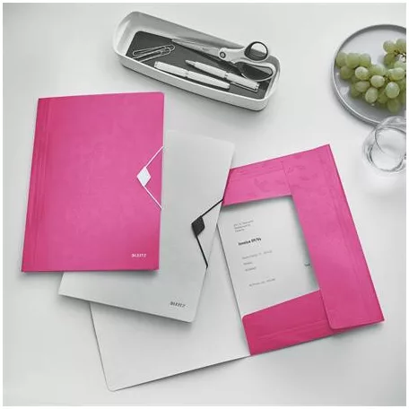 LEITZ Gumis mappa, PP, A4, LEITZ "Wow", rózsaszín