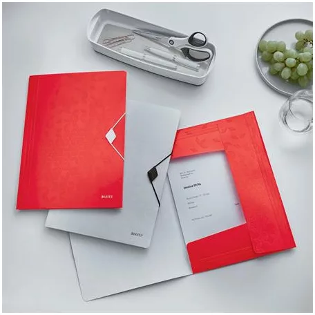 LEITZ Gumis mappa, PP, A4, LEITZ "Wow", piros