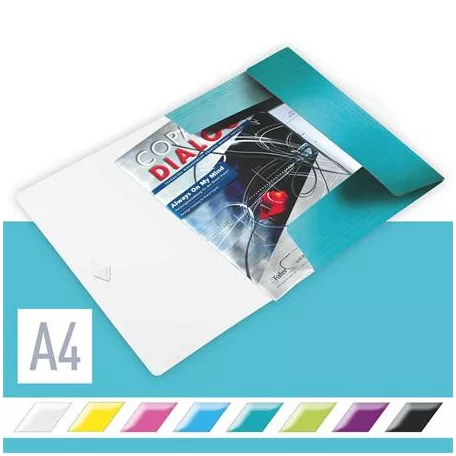 LEITZ Gumis mappa, PP, A4, LEITZ "Wow", jégkék