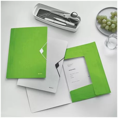 LEITZ Gumis mappa, PP, A4, LEITZ "Wow", zöld