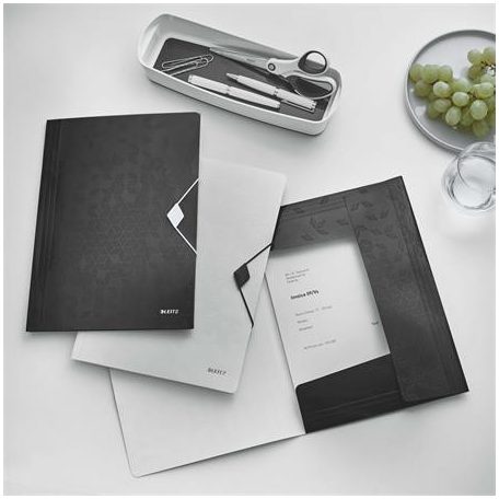 LEITZ Gumis mappa, PP, A4, LEITZ "Wow", fekete