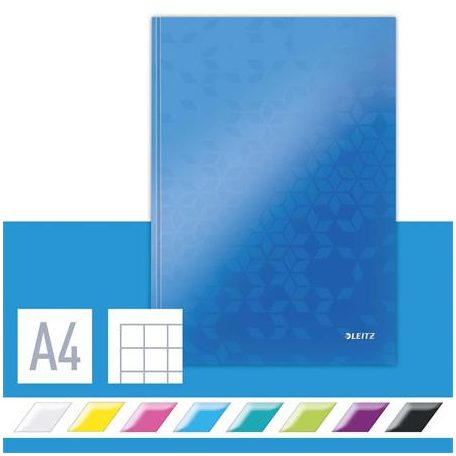 LEITZ Beíró, A4, kockás, 80 lap, keményfedeles, LEITZ "Wow", kék