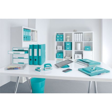 LEITZ Beíró, A4, kockás, 80 lap, keményfedeles, LEITZ "Wow", jégkék